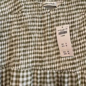 Abercrombie and Fitch sage green gingham midi dress.